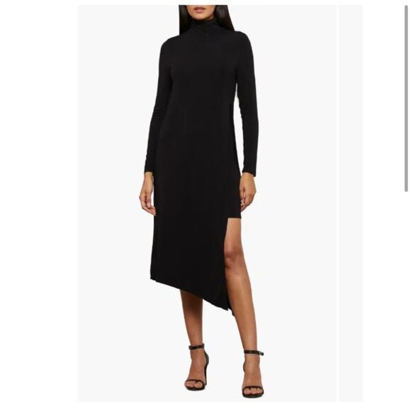BCBGMAXAZRIA Essential Long Sleeve Turtleneck Dress Black Size Medium NWT - Picture 1 of 11